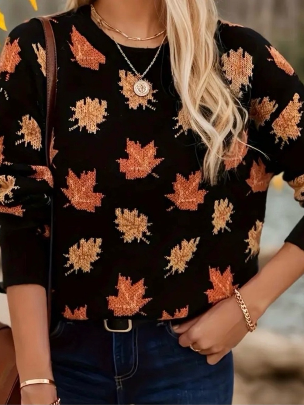 Fall Maple Leaf Classic Preppy Sweater